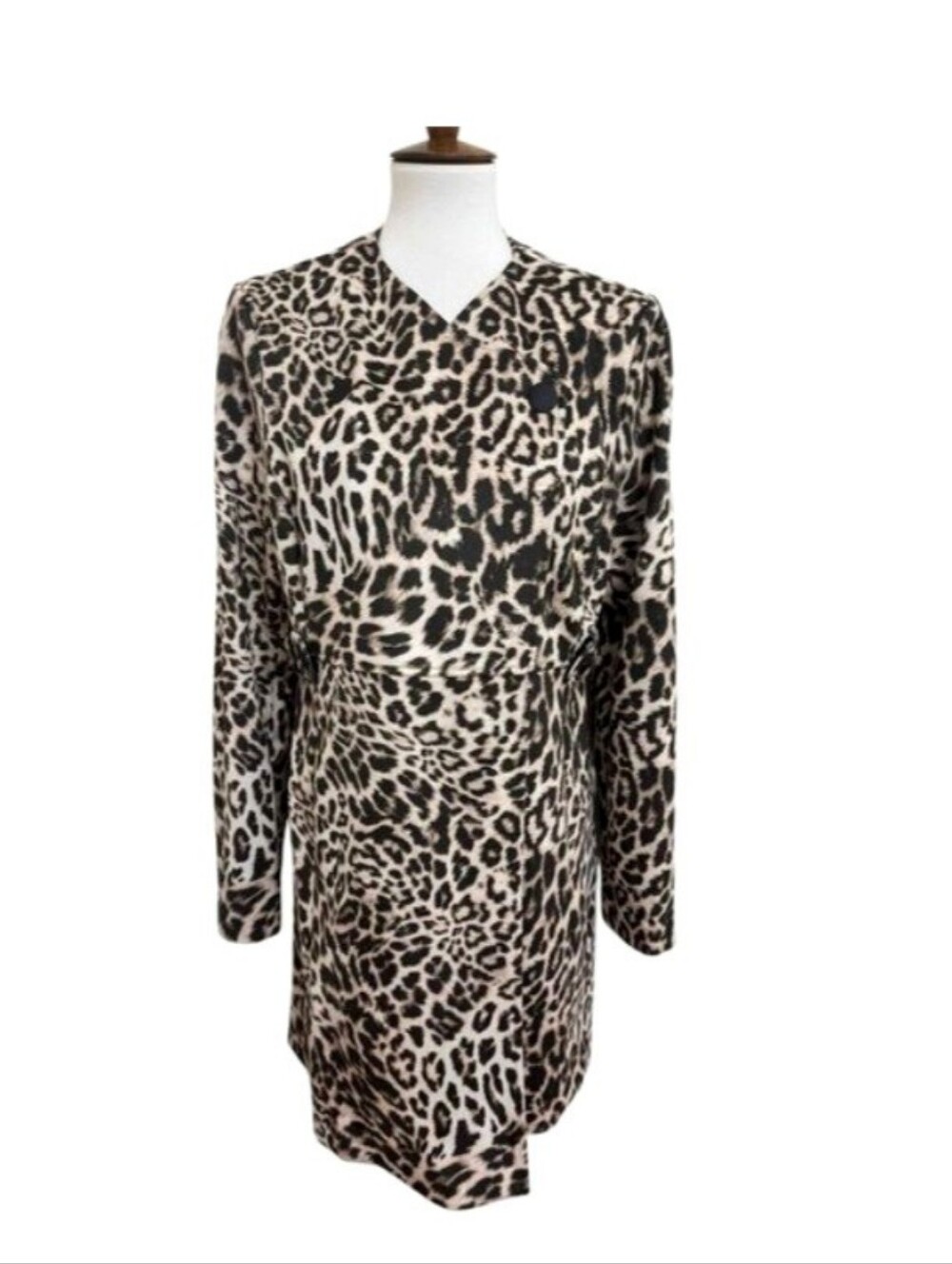 Women's CAbi Leopard Print Double-Breasted Trench Coat